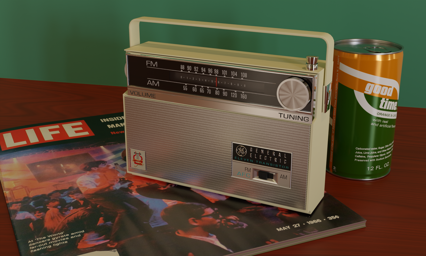GE Transistor Radio/Brwn&Cream