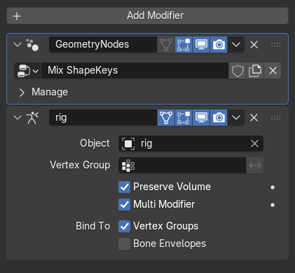 Correct way to combine GeoNodes shapekeys with an armature? - Animation ...