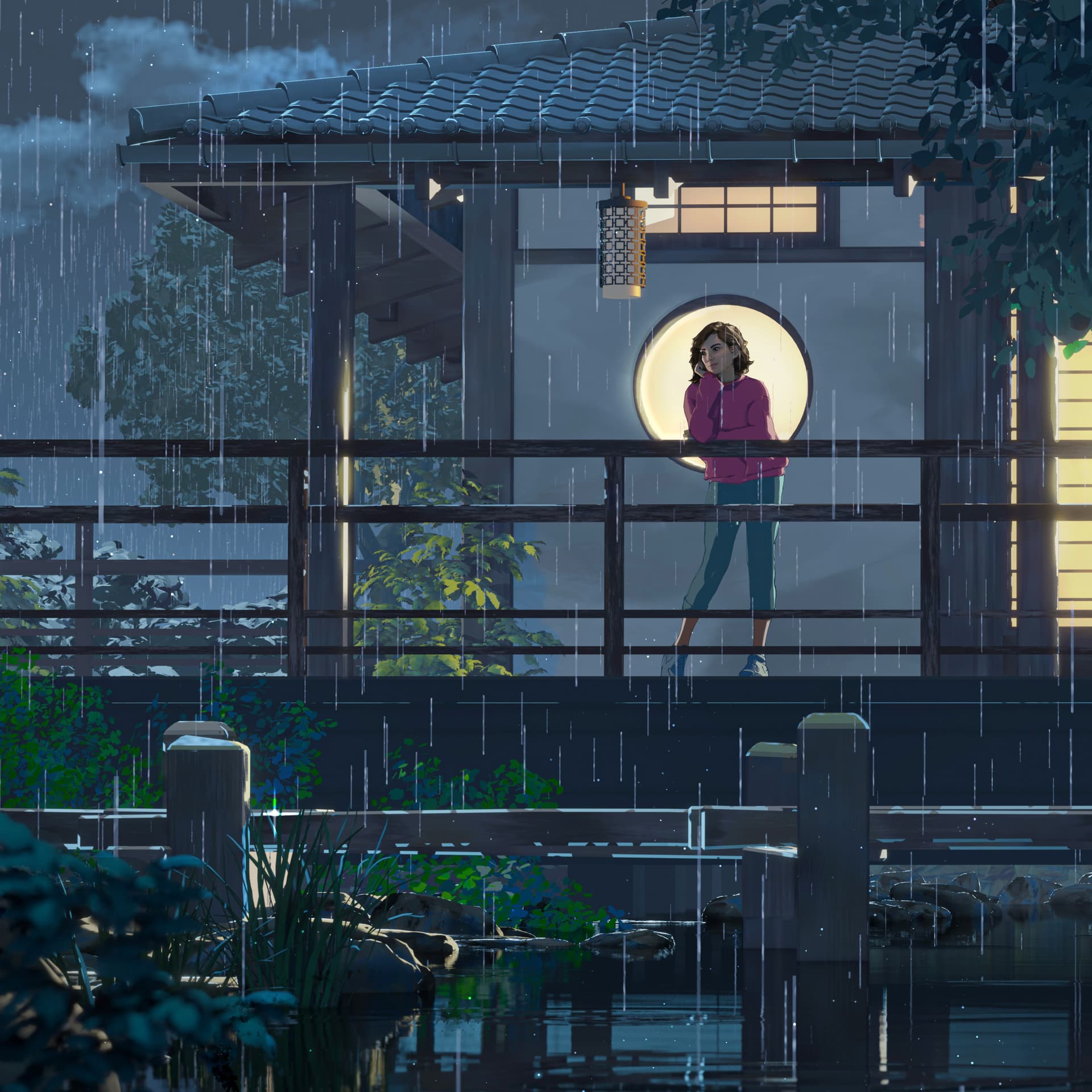 Lone Man in Rain: Sad Anime Live Wallpaper - free download