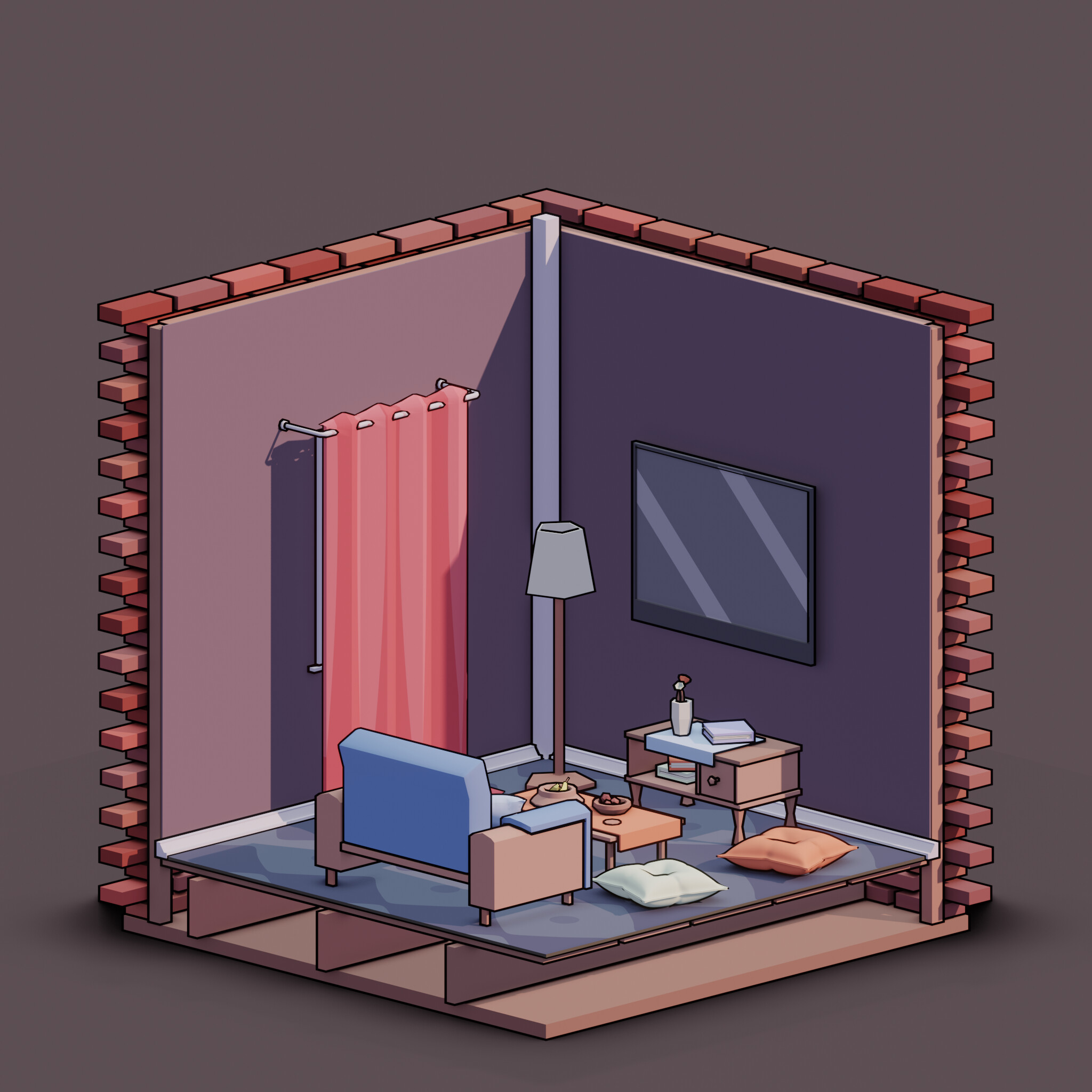 Low Poly Living Room - Finished Projects - Blender Artists Community