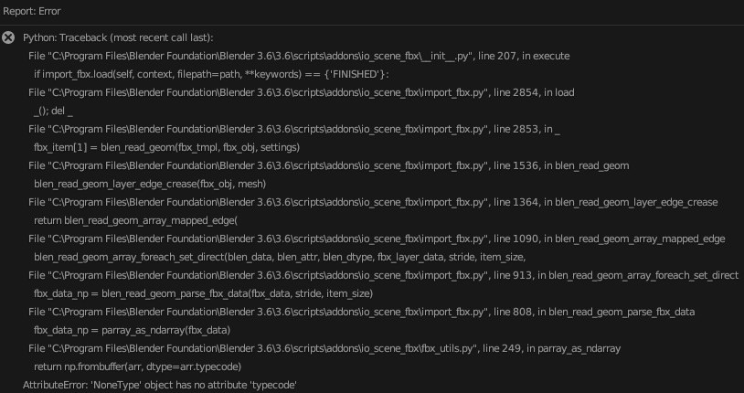Why do I get this error trying to import in an fbx? - Modeling
