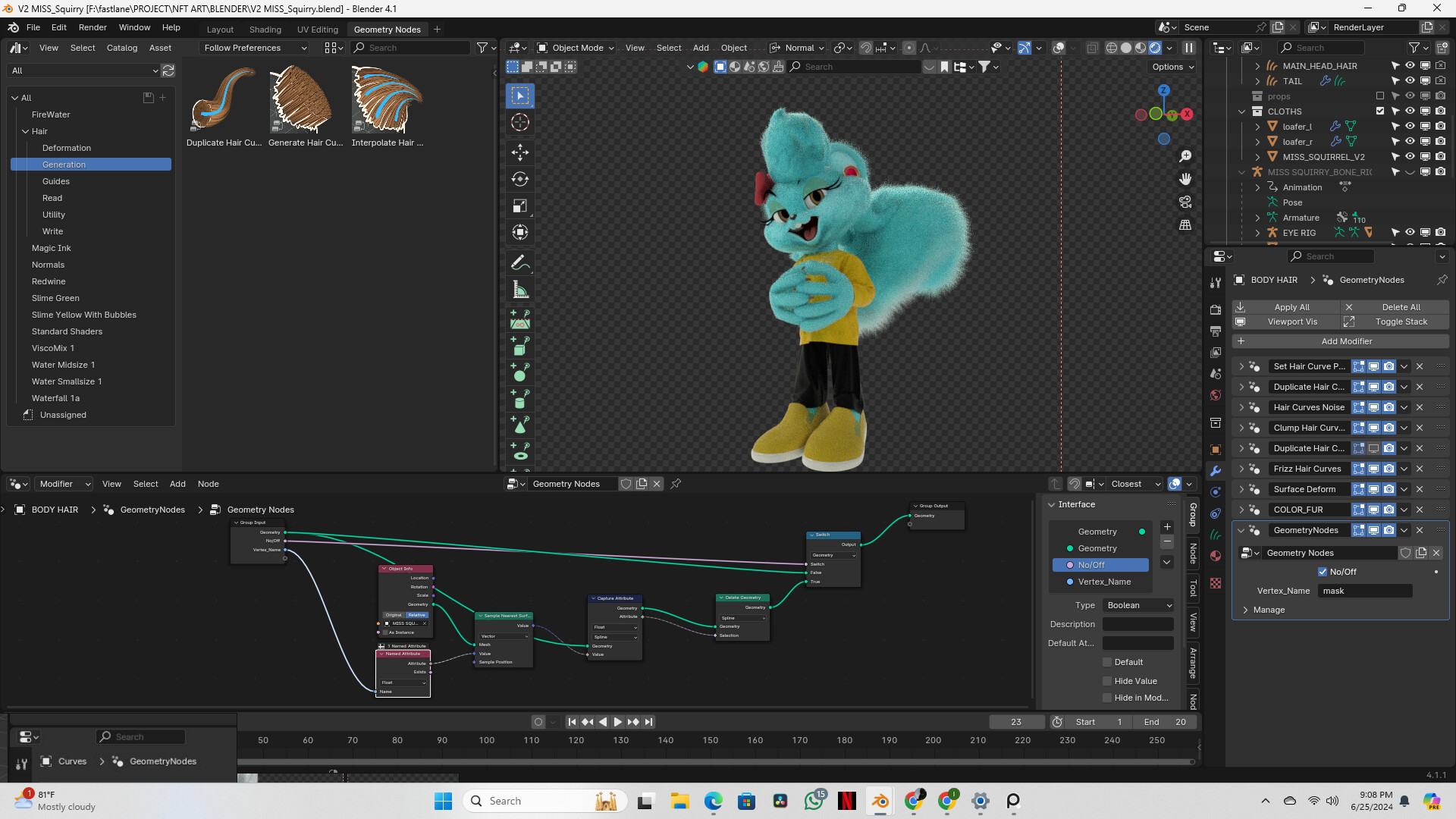 I cant mask out my hair in geometry node - Technical Support - Blender ...