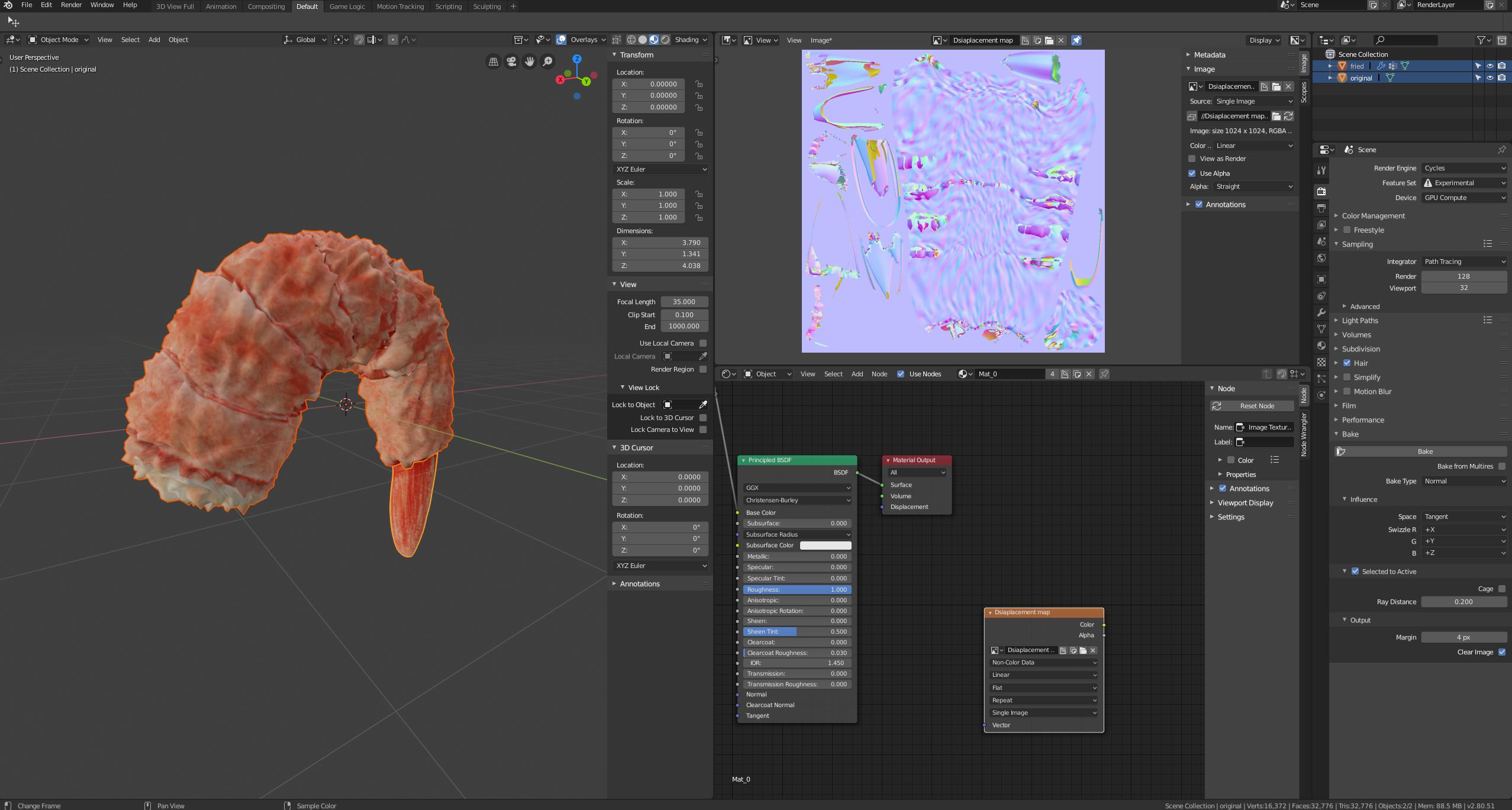 Baking A Displacement Map With Blender 2 8 And Cycles Materials And Textures Blender Artists Community