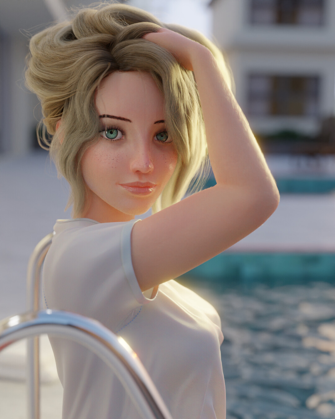 Amazing 3d Render Porn Blonde - Blondie at the pool - Finished Projects - Blender Artists Community