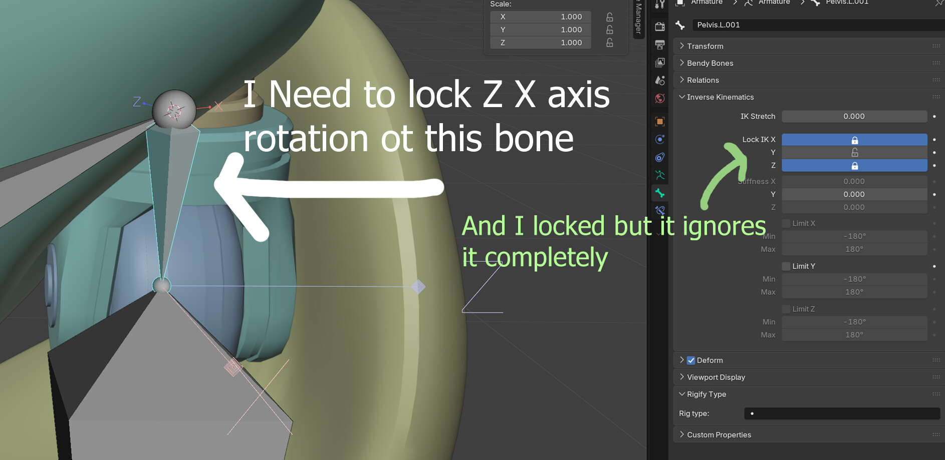Can't Lock IK bones rotation axis - Animation and Rigging - Blender ...